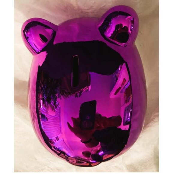 LAVENDER METALLIC GENUINE GLASS PIGGY BANK - Picture 3 of 5